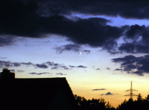 2005-08-ej-Jupiter und Mondsichel am 7.08. nach Sonnenuntergang