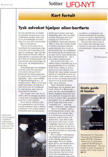 2007-01-s-Alien-Anwalt Jens Lorek in SUFOIu00b4s UFO-NYT - Du00e4nemark