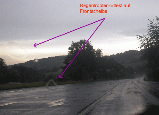 2007-06-cab-Regentropfen-Effekt auf Windschutzfenster