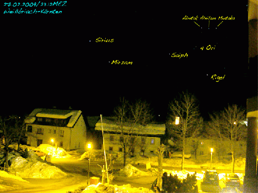 2009-02-0859-Sirius und Sternbild Orion über Weißbriach-Kärnten