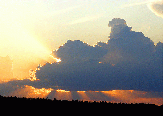 2009-08-gcdb-Sonnenstrahleneffekt bei Sonnenuntergang - Odenwald